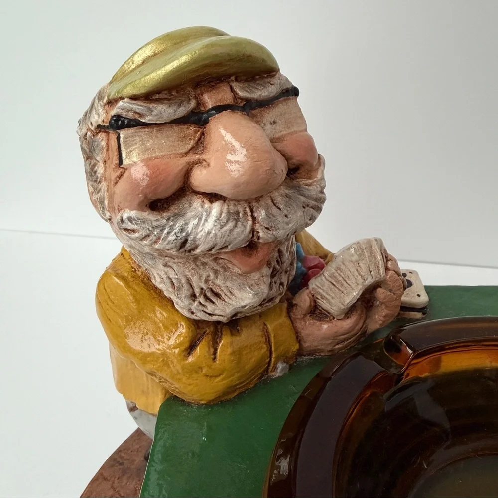 VTG‎ 1973 Chalkware by Prelude Creations Ashtray Poker Table Humor Caricature